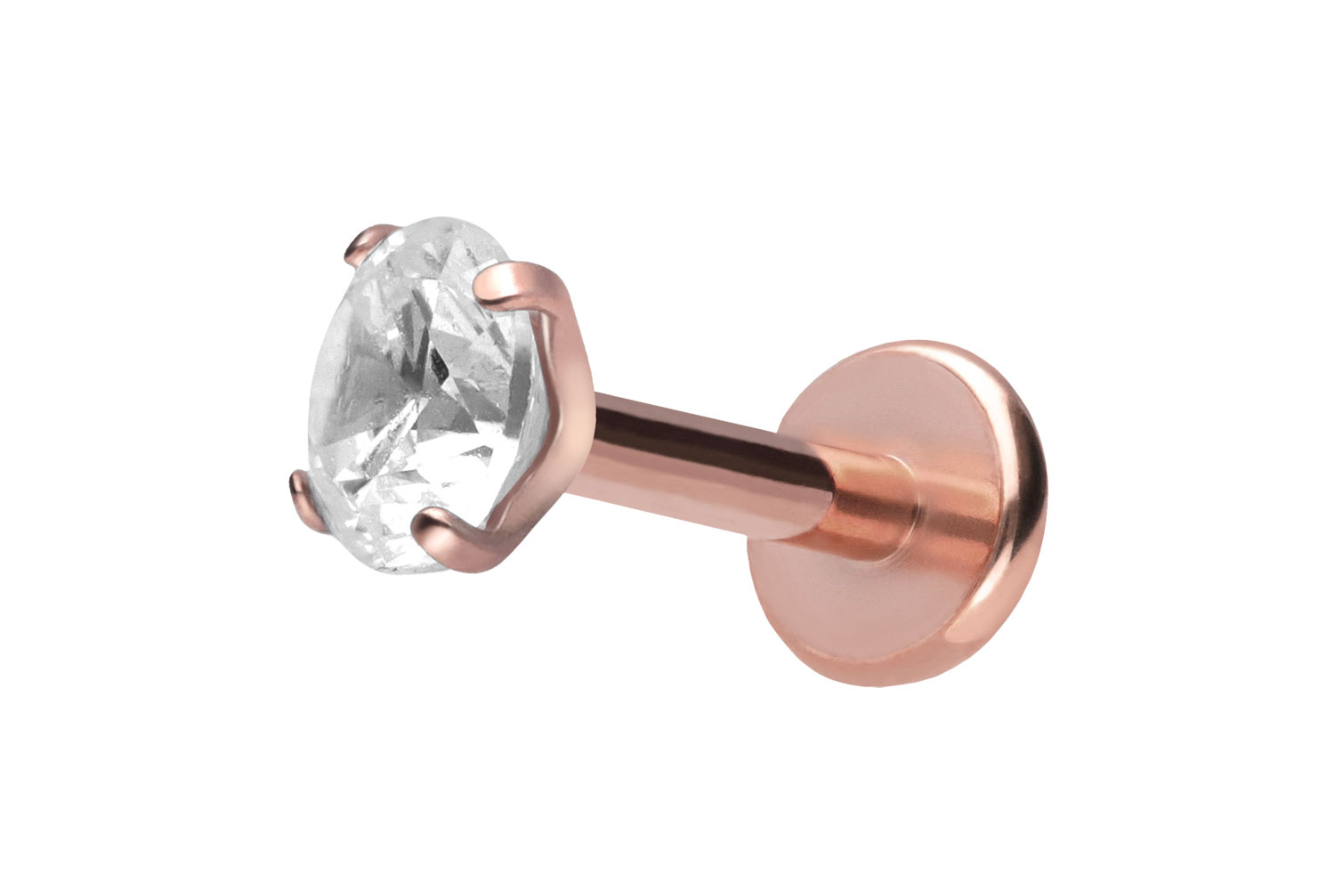 Titan Labret Piercing mit Push Fit EINGEFASSTER KRISTALL